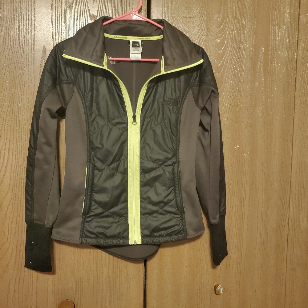 THE NORTH FACE Women's Size S Vidali Hybrid Jacket Fleece-Lined Black Neon Green